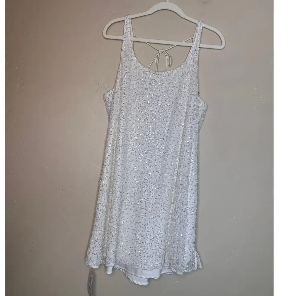 NWT Abercrombie & Fitch White Beaded Sleeveless Dress XL